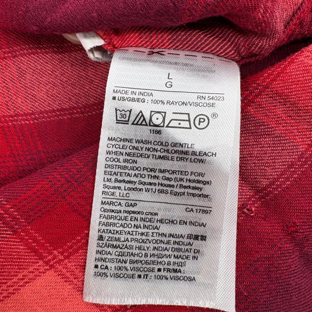Gap + Pendleton Boyfriend Plaid Slouchy Flannel Shirt Red Pink Large - Picture 11 of 12